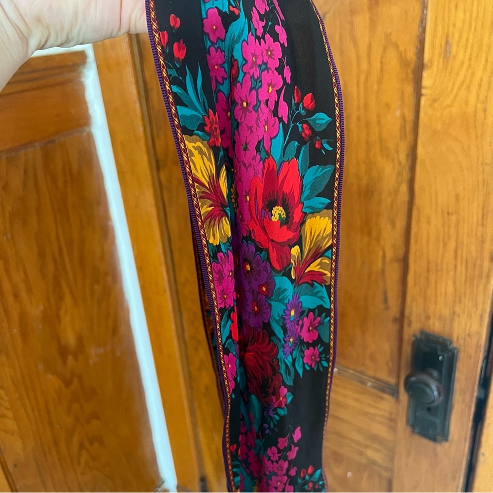 Floral Multicolor Silk Scarf - Picture 2 of 3
